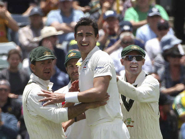 File photo of Starc (centre) celebrating a wicket in a Test match File photo of Starc (centre) celebrating a wicket in a Test match
