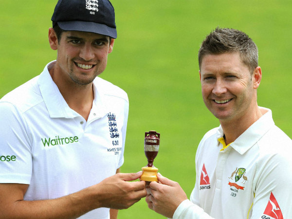 Captains Alastair Cook, left, and Michael Clarke pose with the Ashes urn Captains Alastair Cook, left, and Michael Clarke pose with the Ashes urn