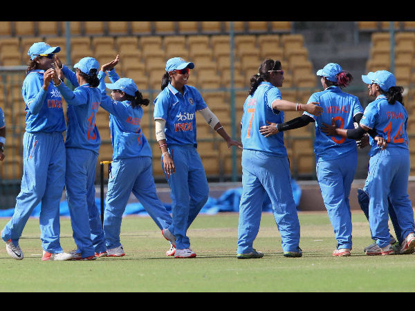 Indian women celebrating a wicket during the series Indian women celebrating a wicket during the series