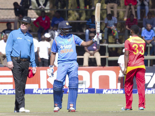 Ambati Rayudu raises his bat after completing 50 runs Ambati Rayudu raises his bat after completing 50 runs
