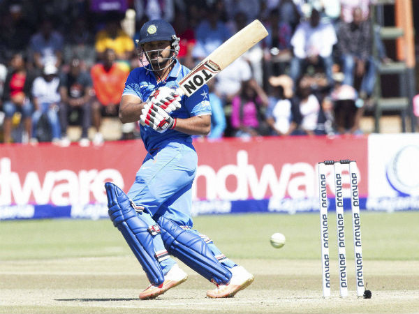 Kedar Jadhav plays a shot Kedar Jadhav plays a shot