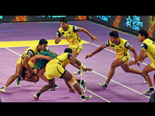File photo of Telugu Titans (yellow) in action File photo of Telugu Titans (yellow) in action