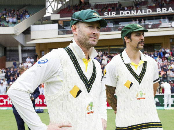 File photo: Clarke (left) and Mitchell Johnson wearing Baggy Green caps during a Test File photo: Clarke (left) and Mitchell Johnson wearing Baggy Green caps during a Test
