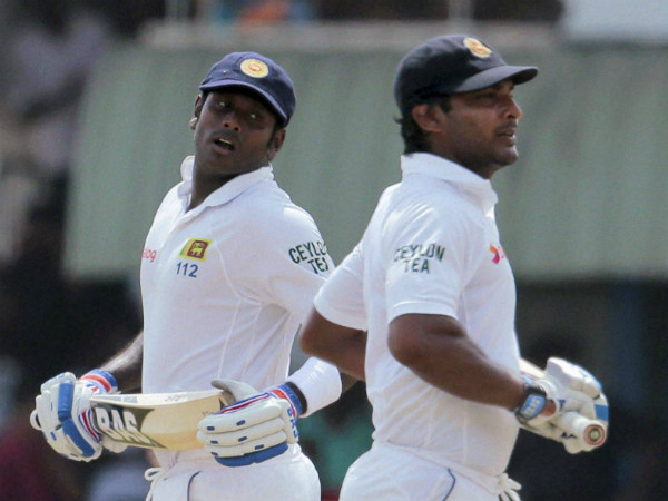 File photo: Mathews (left) and Sangakkara take a run during a Test match against Pakistan in Galle, in August 2014 File photo: Mathews (left) and Sangakkara take a run during a Test match against Pakistan in Galle, in August 2014