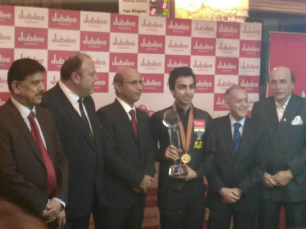 Pankaj Advani with his trophy. Photo from his Twitter page Pankaj Advani with his trophy. Photo from his Twitter page