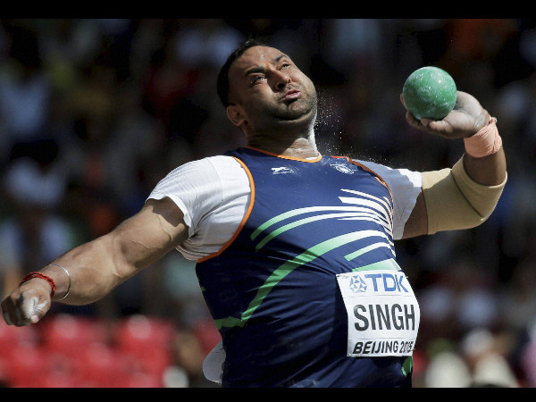 Inderjeet Singh competes in men's shot put qualification at the World Athletics Championships at the Bird's Nest stadium in Beijing, Sunday Inderjeet Singh competes in men's shot put qualification at the World Athletics Championships at the Bird's Nest stadium in Beijing, Sunday