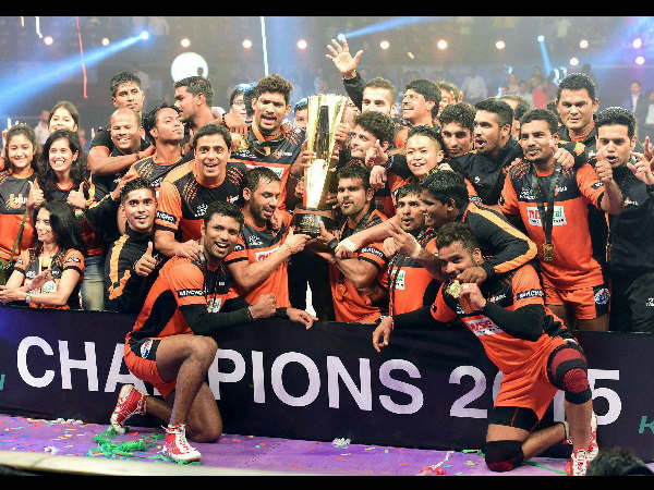 The champions U Mumba celebrate The champions U Mumba celebrate
