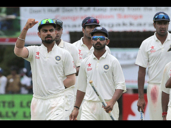 Virat Kohli (left) celebrates with teamates after winning the 2nd Test in Colombo Virat Kohli (left) celebrates with teamates after winning the 2nd Test in Colombo
