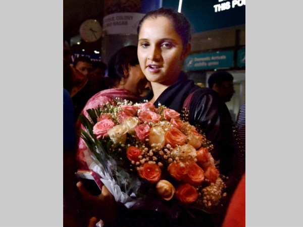 Sania Mirza arrives at the Rajiv Gandhi International Airport in Hyderabad on Tuesday. Sania Mirza arrives at the Rajiv Gandhi International Airport in Hyderabad on Tuesday.