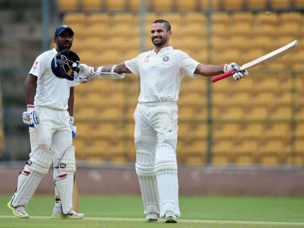 Shikhar Dhawan (right) celebrating his century yesterday Shikhar Dhawan (right) celebrating his century yesterday