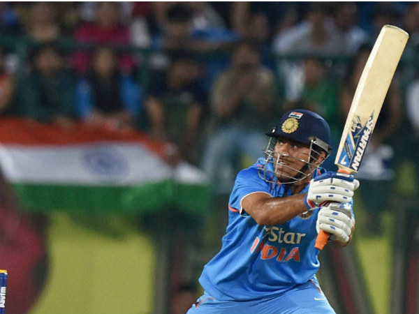 MS Dhoni plays a shot during the first T20I MS Dhoni plays a shot during the first T20I