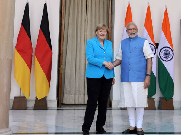 German Chacellor with PM Modi in New Delhi