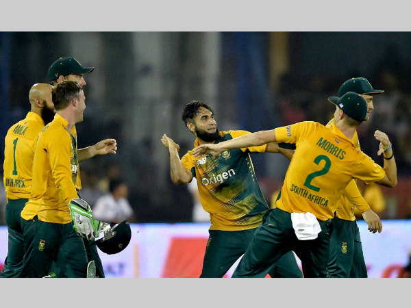 A file photo of Imran Tahir (centre) celebrating wicket A file photo of Imran Tahir (centre) celebrating wicket
