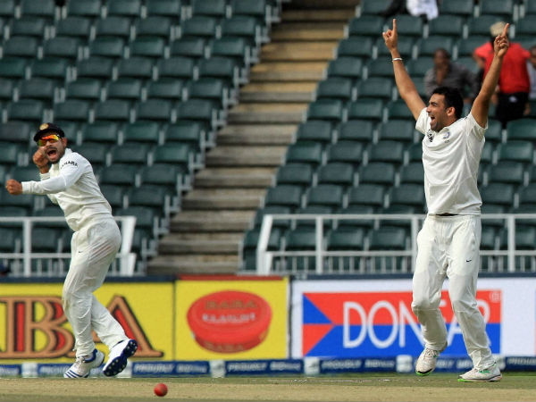 File photo: Zaheer (right) celebrates South Africa captain Graeme Smith (not in picture) with Virat Kohli in Johannesburg in December 2013 File photo: Zaheer (right) celebrates South Africa captain Graeme Smith (not in picture) with Virat Kohli in Johannesburg in December 2013
