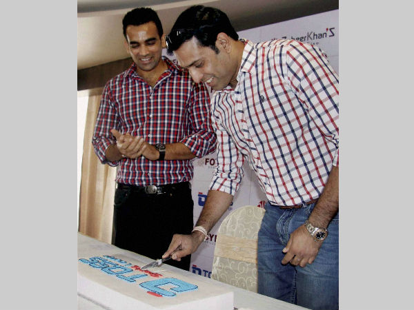 Zaheer (left) and Laxman at an event in Pune in 2013 Zaheer (left) and Laxman at an event in Pune in 2013