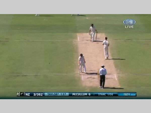 Starc's speed is captured, on TV (right corner). Photo from Cricket Australia's Twitter account Starc's speed is captured, on TV (right corner). Photo from Cricket Australia's Twitter account