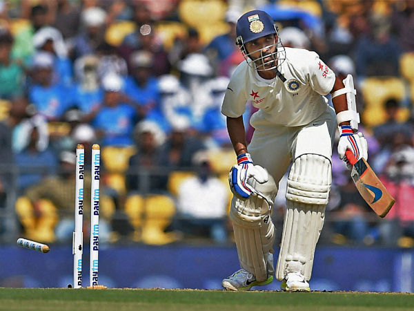 Rahane is bowled by Morkel (not pictured) Rahane is bowled by Morkel (not pictured)
