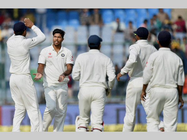 Umesh Yadav (2nd left) celebrates with team-mates after dismissing Dean Elgar Umesh Yadav (2nd left) celebrates with team-mates after dismissing Dean Elgar