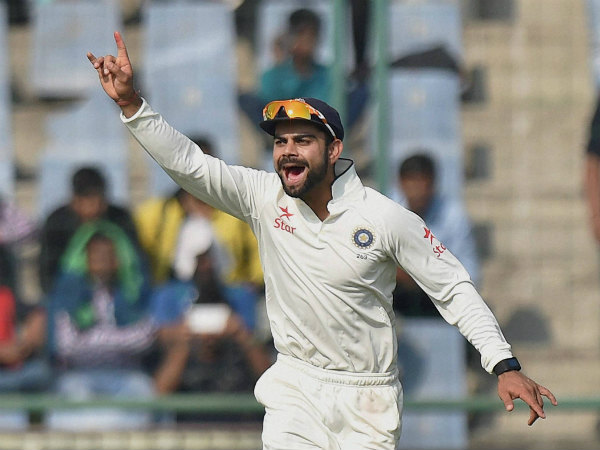 Virat Kohli celebrates a wicket Virat Kohli celebrates a wicket