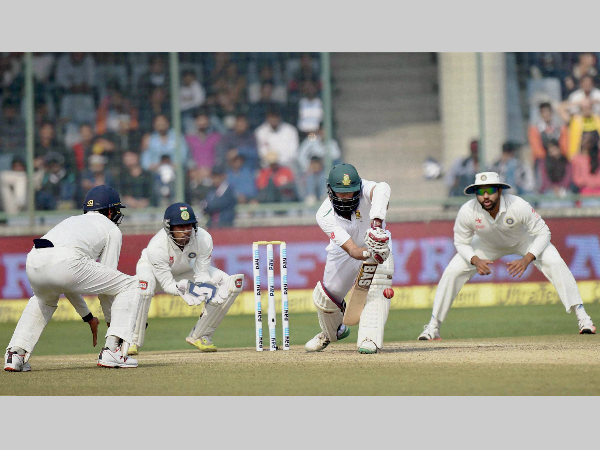 Amla blocks a delivery during the 2nd innings of the 4th Test Amla blocks a delivery during the 2nd innings of the 4th Test