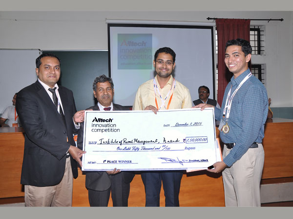 From left to right: Dr. Aman Sayed, general manager South Asia Alltech, and Dr. H. Shivanna, vice chancellor, UAS GKVK, felicitating winners of the Alltech Innovation Competition 2015 from the Institute of Rural Management Anand. From left to right: Dr. Aman Sayed, general manager South Asia Alltech, and Dr. H. Shivanna, vice chancellor, UAS GKVK, felicitating winners of the Alltech Innovation Competition 2015 from the Institute of Rural Management Anand.