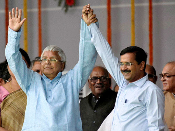 Lalu Prasad Yadav and Arvind Kejriwal Lalu Prasad Yadav and Arvind Kejriwal