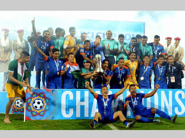 File photo of Indian players celebrating winning SAFF title in January 2016 File photo of Indian players celebrating winning SAFF title in January 2016