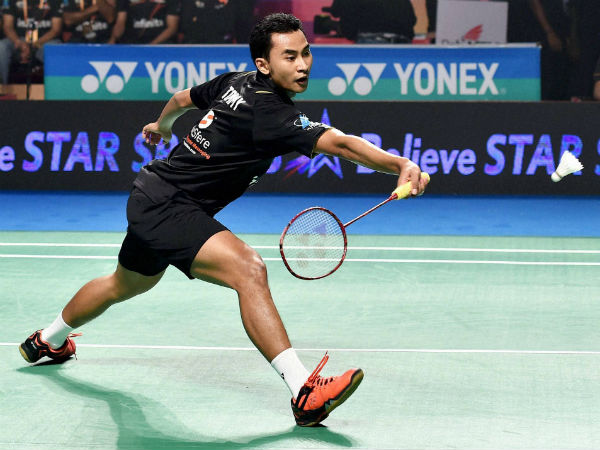 Delhi Acers' Tommy Sugiarto plays against Chennai Smashers' Brice Leverdez during the 1st semi-final of PBL. Tommy won Delhi Acers' Tommy Sugiarto plays against Chennai Smashers' Brice Leverdez during the 1st semi-final of PBL. Tommy won