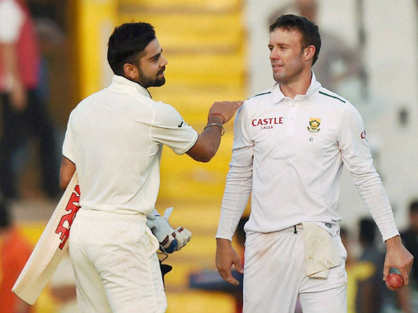 File photo: Kohli (left) with De Villiers during a Test match File photo: Kohli (left) with De Villiers during a Test match