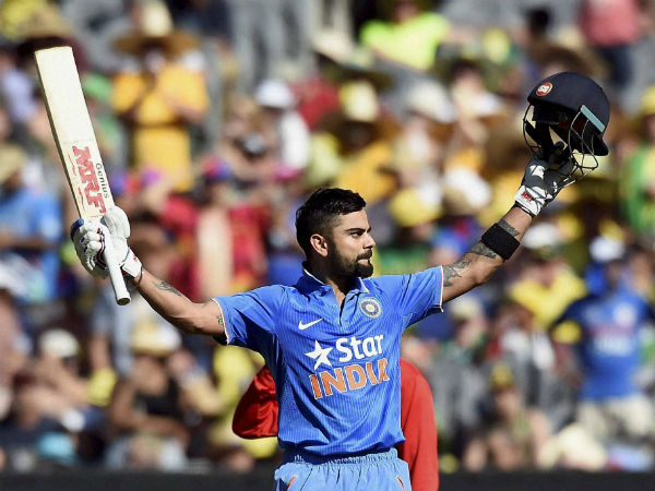 Virat Kohli reacts after registering his 24th ODI ton Virat Kohli reacts after registering his 24th ODI ton