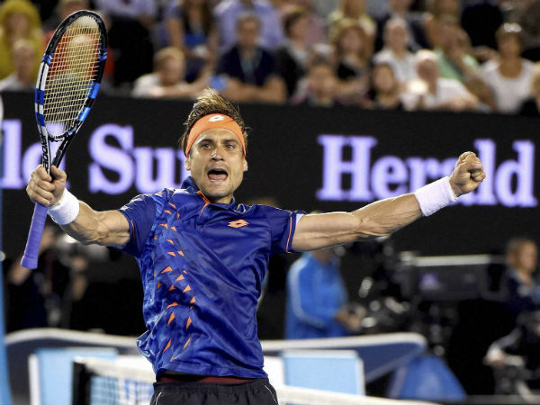 David Ferrer of Spain celebrates after defeating Lleyton Hewitt in 2nd round of Australian Open David Ferrer of Spain celebrates after defeating Lleyton Hewitt in 2nd round of Australian Open