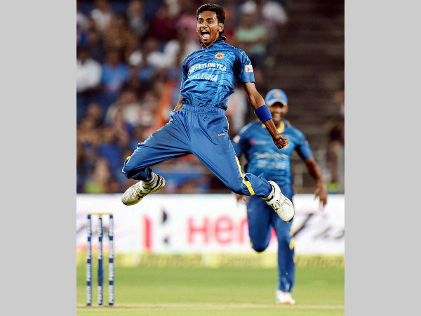 Dushmantha Chameera celebrates the wicket of Yuvraj Singh Dushmantha Chameera celebrates the wicket of Yuvraj Singh