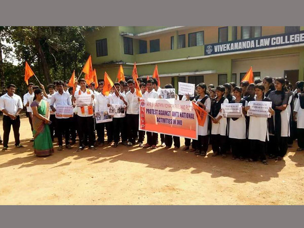ABVP protesting against alleged anti-national activities in JNU ABVP protesting against alleged anti-national activities in JNU