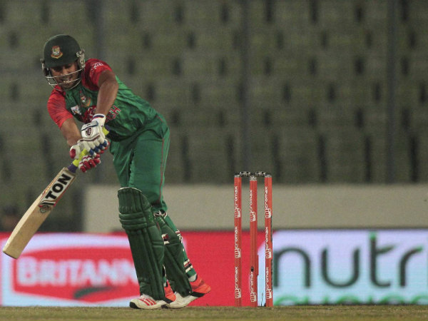 Bangladesh's Mohammad Mithun plays a shot on way to his 47 against UAE Bangladesh's Mohammad Mithun plays a shot on way to his 47 against UAE