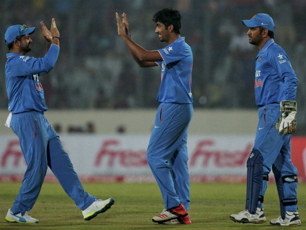 Jasprit Bumrah (centre) celebrates a wicket during Asia Cup T20 Jasprit Bumrah (centre) celebrates a wicket during Asia Cup T20