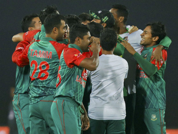 Bangladesh players rejoice after their win against Pakistan Bangladesh players rejoice after their win against Pakistan