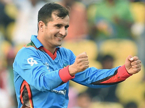 Afghanistan's Amir Hamza celebrates a wicket against West Indies Afghanistan's Amir Hamza celebrates a wicket against West Indies