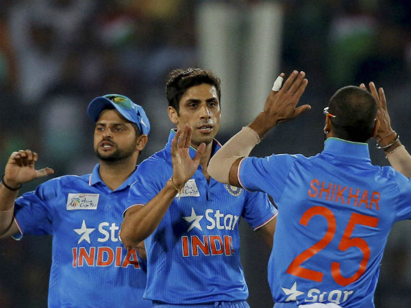 Nehra (centre) celebrates with Shikhar (right) and Raina after dismissing Sarkar in the final Nehra (centre) celebrates with Shikhar (right) and Raina after dismissing Sarkar in the final