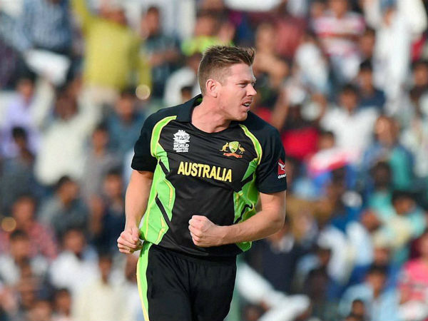 James Faulkner reacts after taking a wicket against Pakistan during their WT20 game in Mohali. He took 5 wickets James Faulkner reacts after taking a wicket against Pakistan during their WT20 game in Mohali. He took 5 wickets