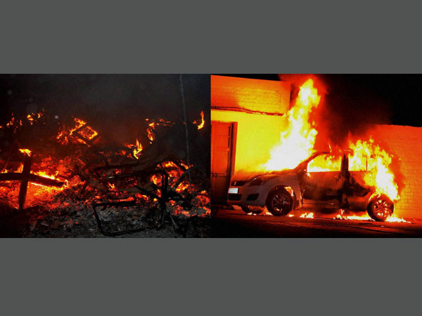 Mob torched a car and set afire the proctor's office building after a former student was killed and one other injured during clashes between two groups at Aligarh Muslim University campus in Aligarh on Saturday. Mob torched a car and set afire the proctor's office building after a former student was killed and one other injured during clashes between two groups at Aligarh Muslim University campus in Aligarh on Saturday.