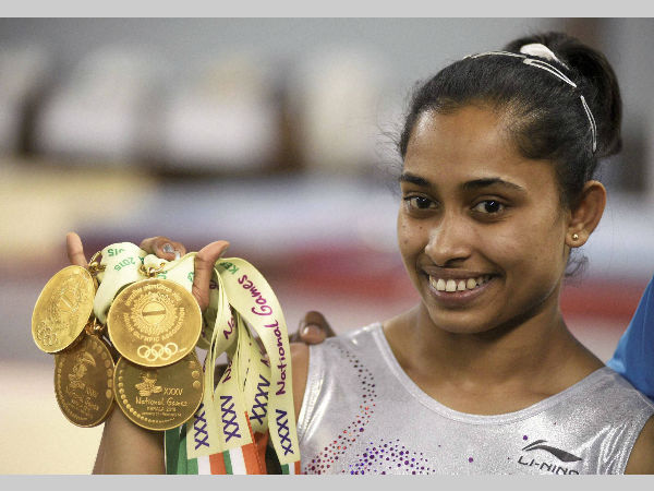 File photo: Dipa Karmakar poses with her five gold medals which she won at the 35th National Games in Thiruvananthapuram in February 2015 File photo: Dipa Karmakar poses with her five gold medals which she won at the 35th National Games in Thiruvananthapuram in February 2015