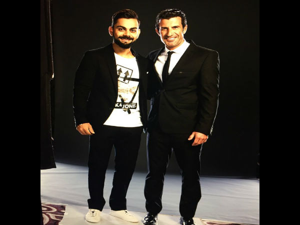 Virat Kohli with football legend Luis Figo Virat Kohli with football legend Luis Figo