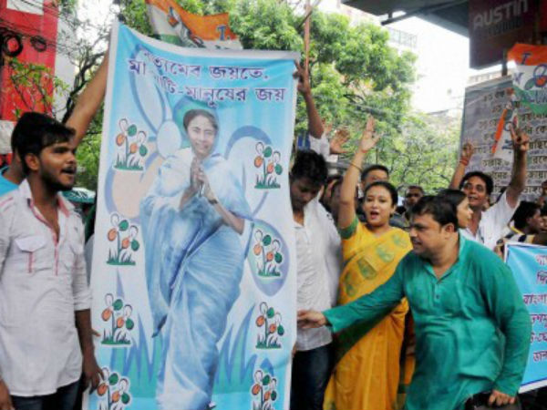 TMC supporters celebrate the party's thumping victory in Bengal