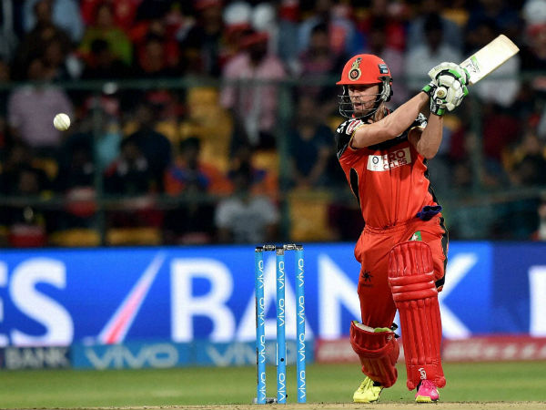 AB De Villiers plays a shot during the 1st qualifier IPL 2016 match against Gujarat Lions at Chinnaswamy Stadium in Bengaluru AB De Villiers plays a shot during the 1st qualifier IPL 2016 match against Gujarat Lions at Chinnaswamy Stadium in Bengaluru