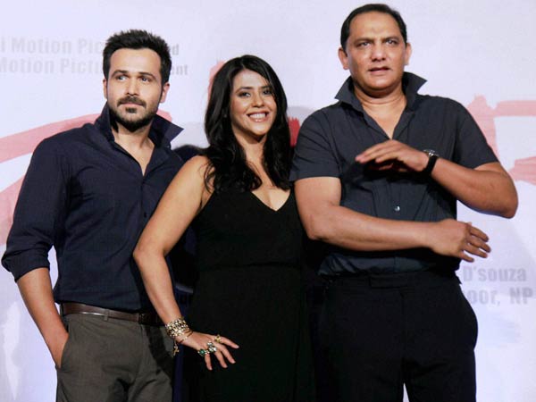 emraan hashmir, ekta kapoor and mohammad azharuddin emraan hashmir, ekta kapoor and mohammad azharuddin
