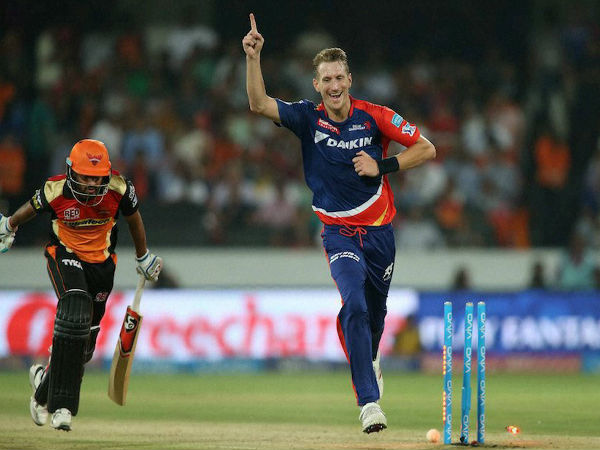 Christopher Morris of Delhi Daredevils celebrates the run out of SRH's Bhuvneshwar Kumar Christopher Morris of Delhi Daredevils celebrates the run out of SRH's Bhuvneshwar Kumar