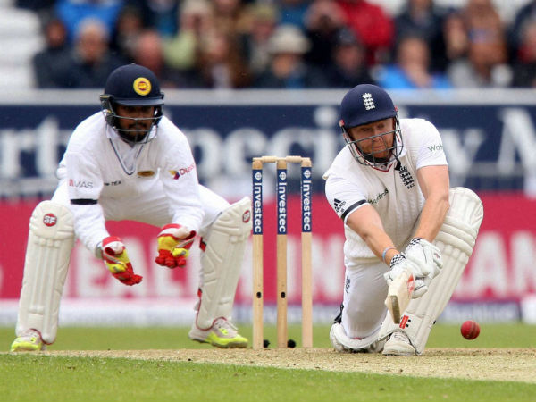 England's Jonny Bairstow plays a shot against Sri Lanka during day one of the first cricket Test at Headingley, Leeds England. England's Jonny Bairstow plays a shot against Sri Lanka during day one of the first cricket Test at Headingley, Leeds England.