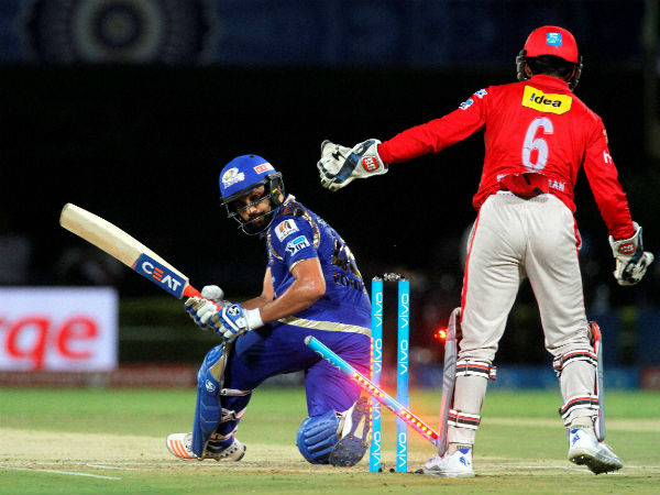 Mumbai Indians captain Rohit Sharma gets clean bowled during an IPL 2016 match against Kings XI Punjab in Visakhapatnam on Friday. Mumbai Indians captain Rohit Sharma gets clean bowled during an IPL 2016 match against Kings XI Punjab in Visakhapatnam on Friday.