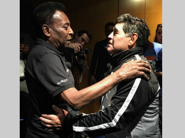 Pele (left) and Maradona before the friendly match. Photo from Pele's Twitter page Pele (left) and Maradona before the friendly match. Photo from Pele's Twitter page