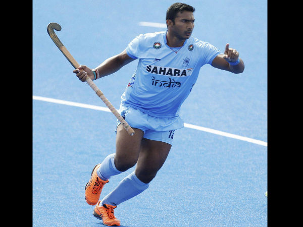 India's Raghunath Vokkaliga celebrates scoring the first goal during the Pool game between Germany and India on day one of the FIH Men's Champions Trophy field hockey match at the Queen Elizabeth Olympic Park, London Friday June 10, 2016. India's Raghunath Vokkaliga celebrates scoring the first goal during the Pool game between Germany and India on day one of the FIH Men's Champions Trophy field hockey match at the Queen Elizabeth Olympic Park, London Friday June 10, 2016.